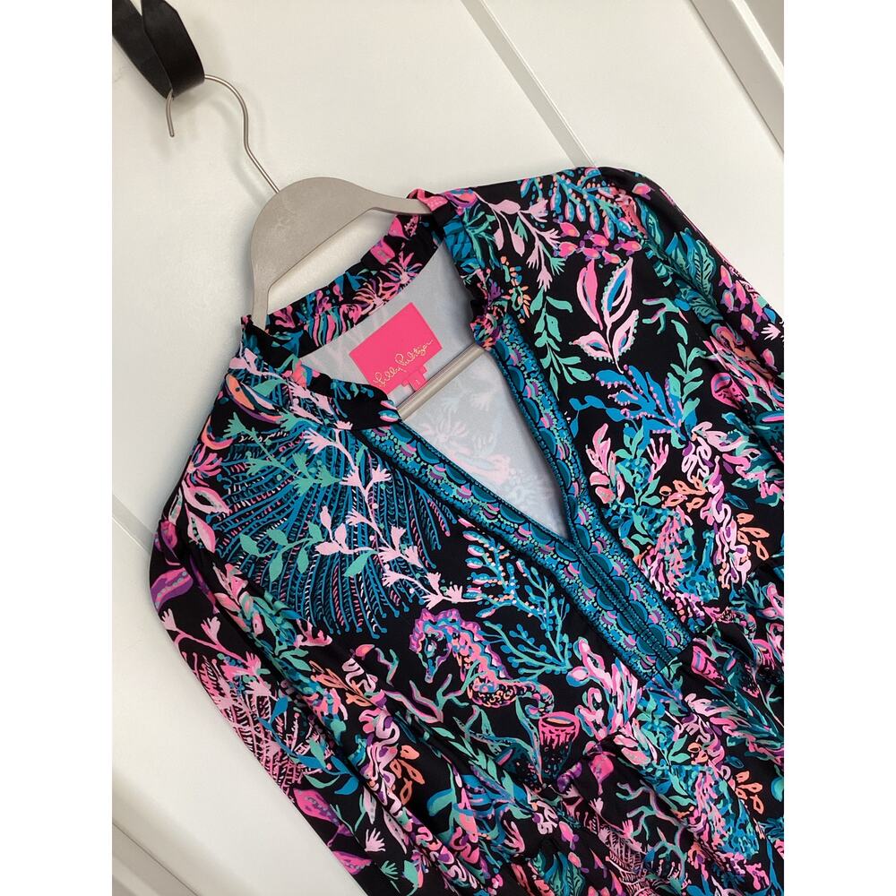 Lilly Pulitzer Ariella Swing Mini Dress Onyx Twilight Coral Engineered SZ Large - Picture 4 of 11